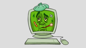 Image of a sick, slow and non-responsive computer.