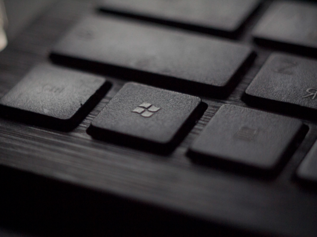 Close-up of a windows button on laptop.