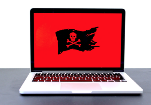 Pirate symbol on a MacBook.