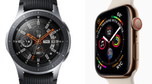 Apple watch and a Galaxy watch