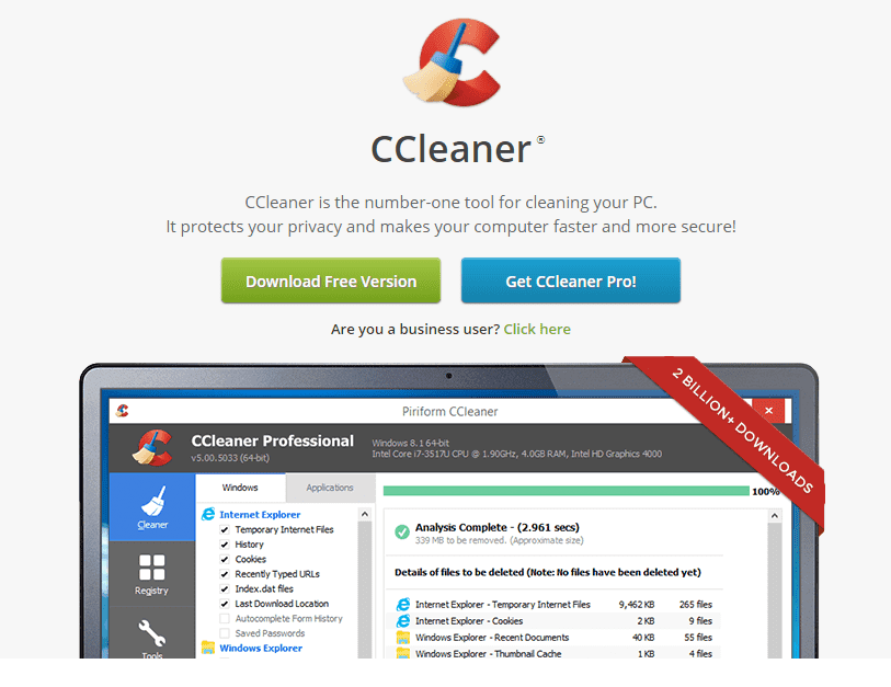 CCleaner website