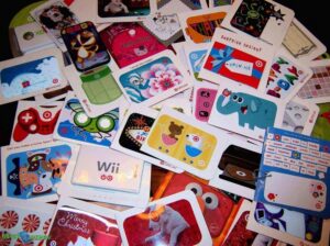 Stacks of gift cards