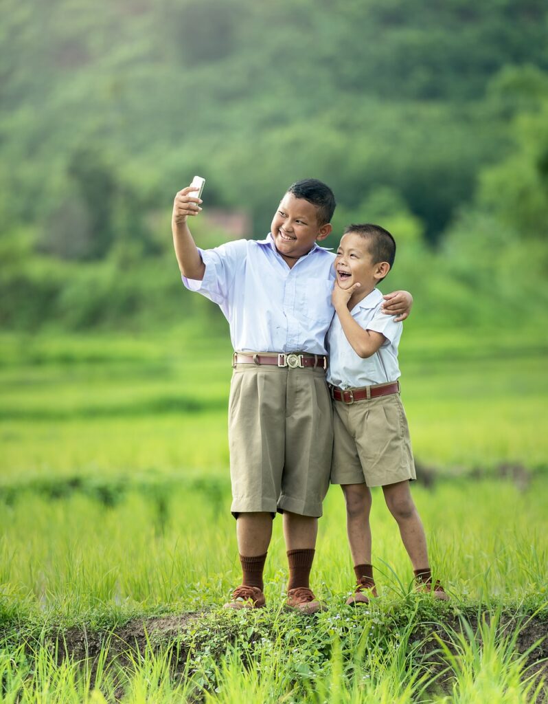 Kids taking a selfie