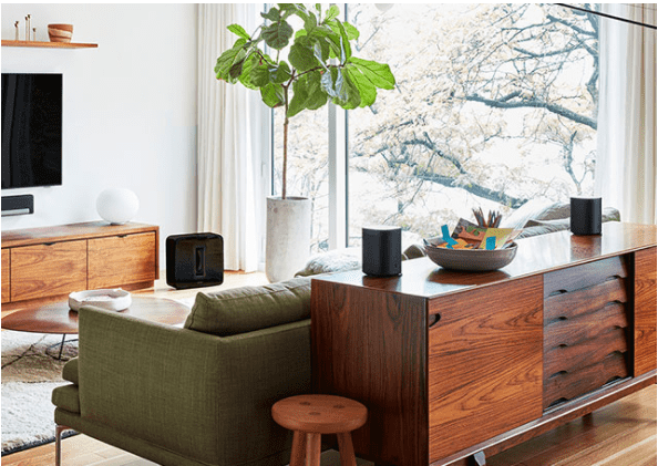 Sonos wireless speakers in living room 