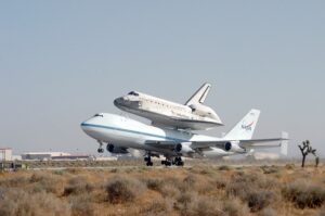 Space shuttle on NASA plane