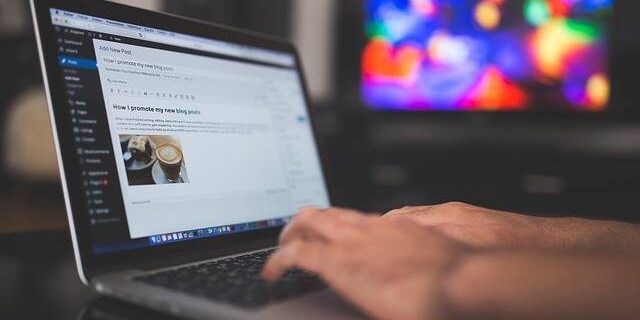A person working on a new post on their WordPress website.
