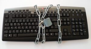 keyboard with a lock and chain