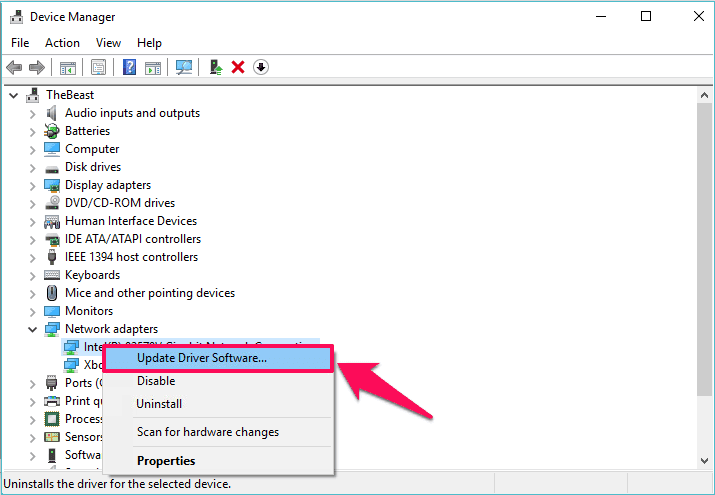 updating network adapter