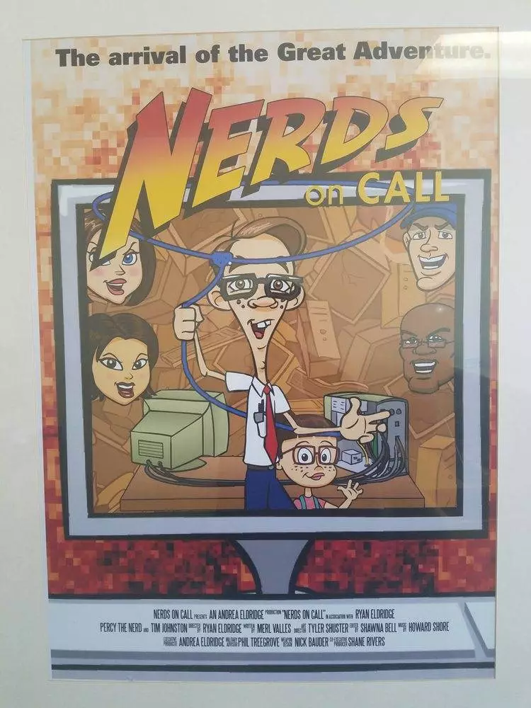 A poster inside Nerds On Call Fresno location
