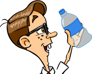 Nerd drinking water.