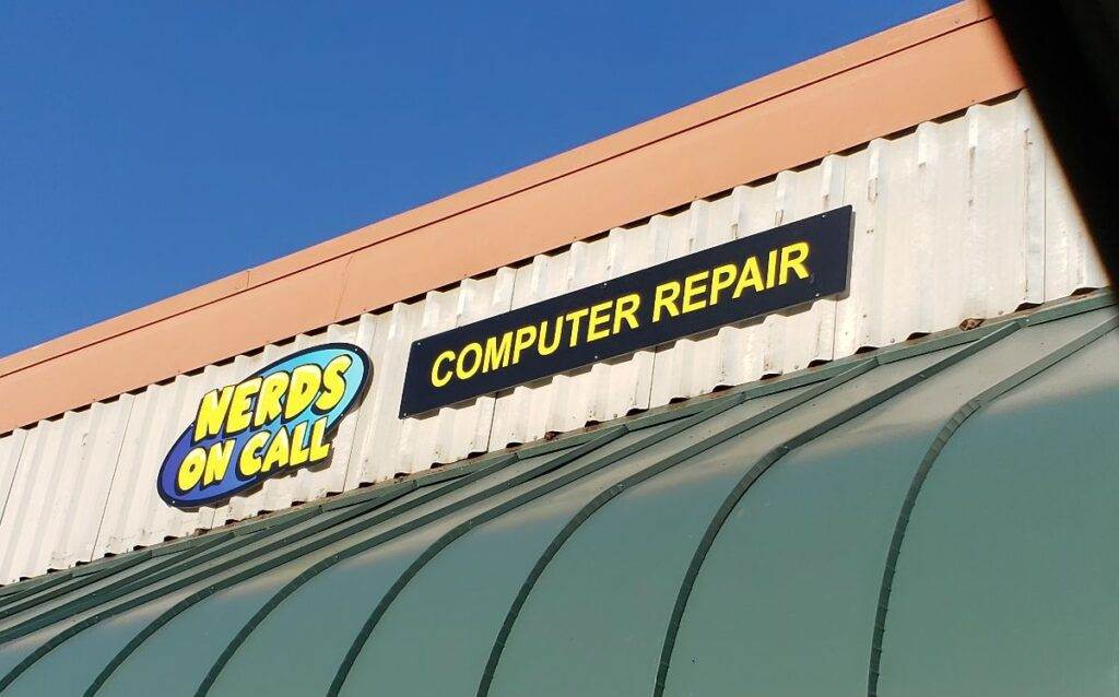 The sign of Nerds On Call Chico location