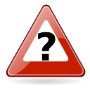 Red triangle with question mark in middle