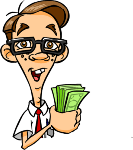 Nerd holding money