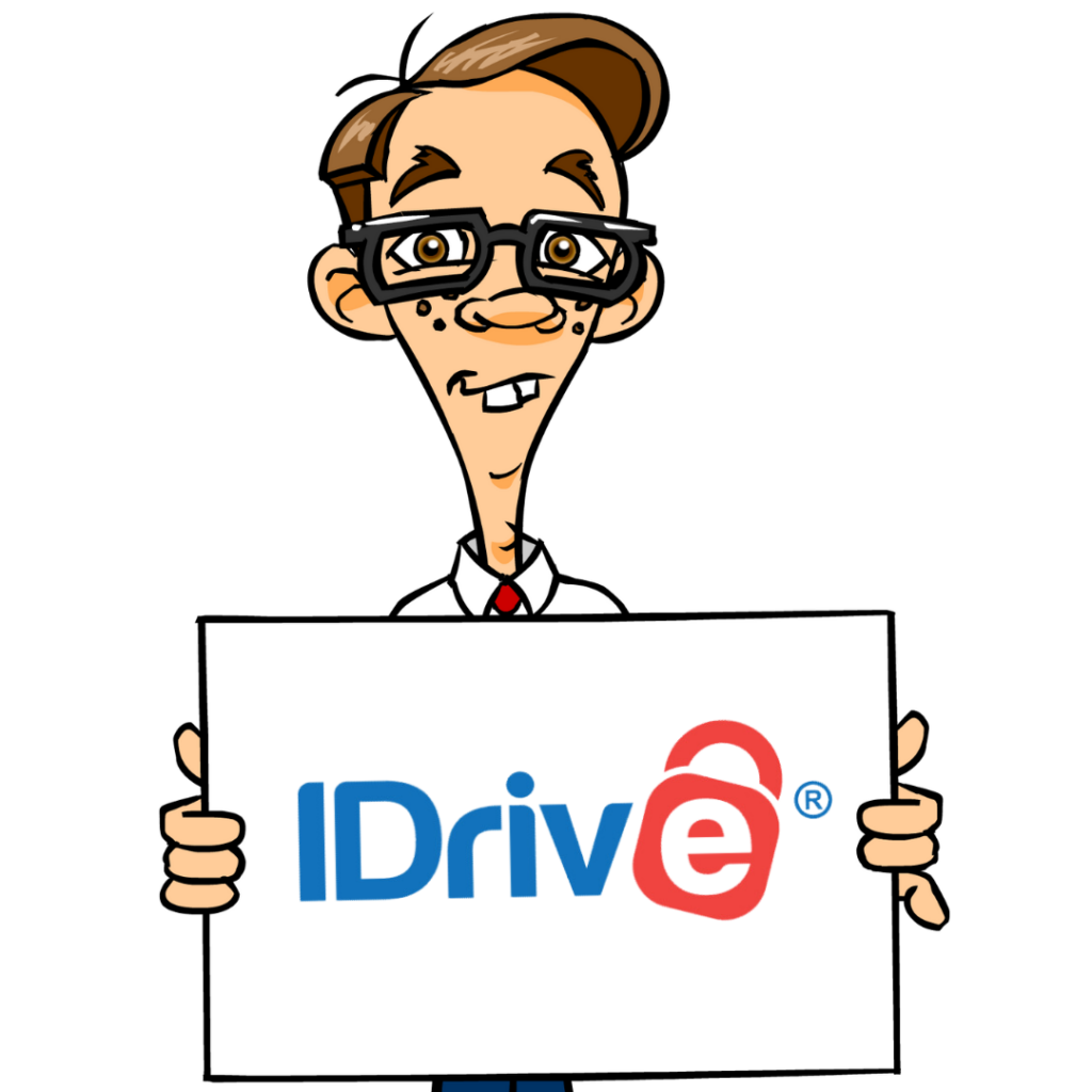 Nerd with Idrive sign