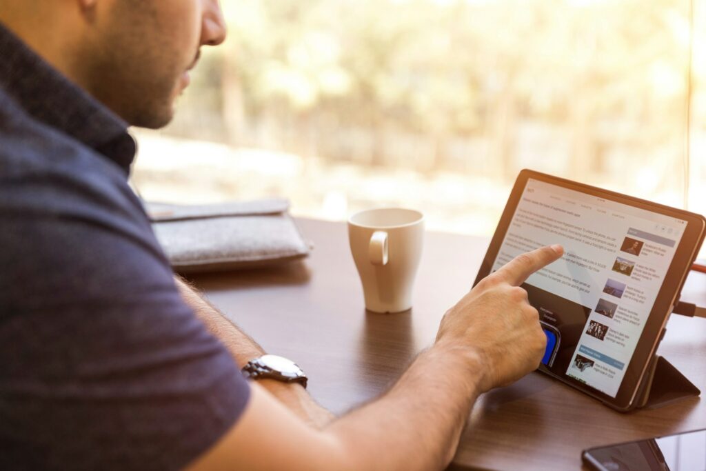 A man working on a tablet