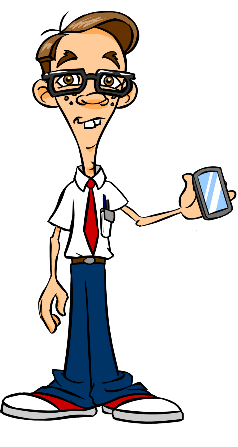 Nerd holding a phone